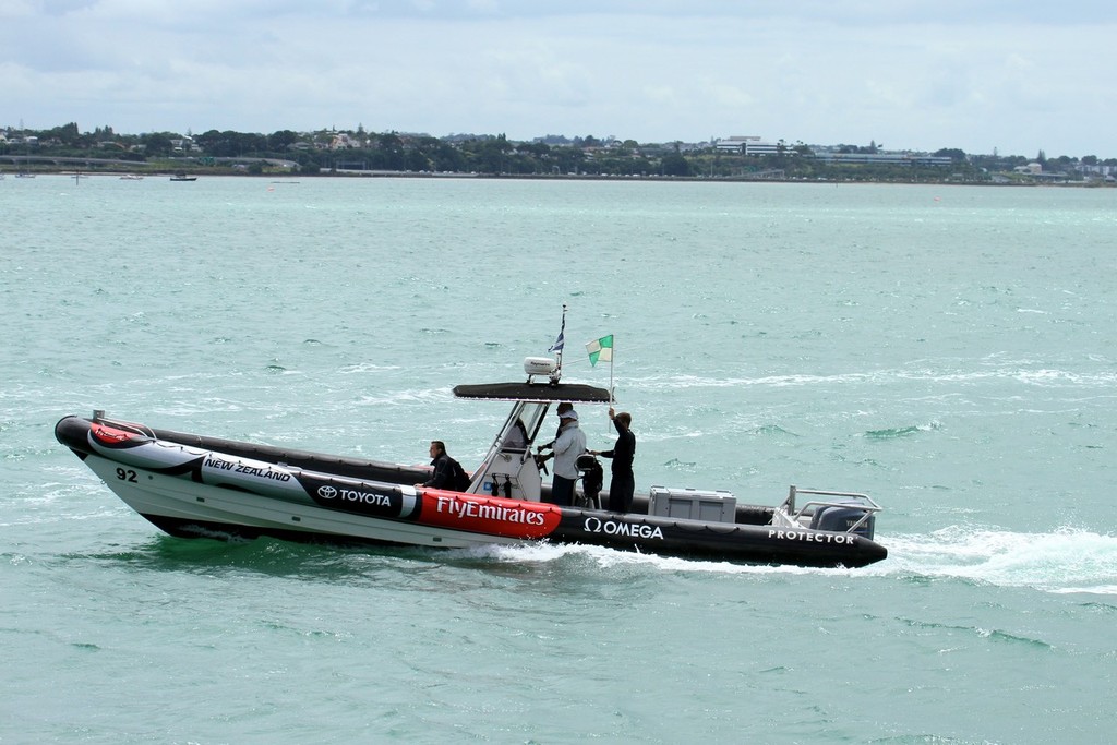 Green flag incident - Luna Rossa and Emirates Team NZ - Practice Racing, Waitemata Harbour © Richard Gladwell www.photosport.co.nz